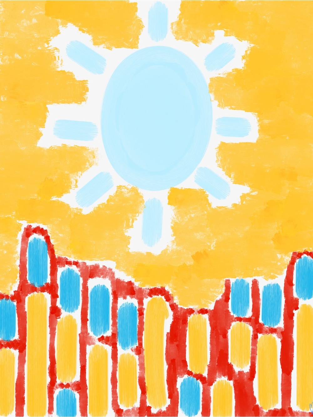 A Godly Lovely Sunscape Painting – Yellow, Light Blue & Red Shimmers of
Godcolor